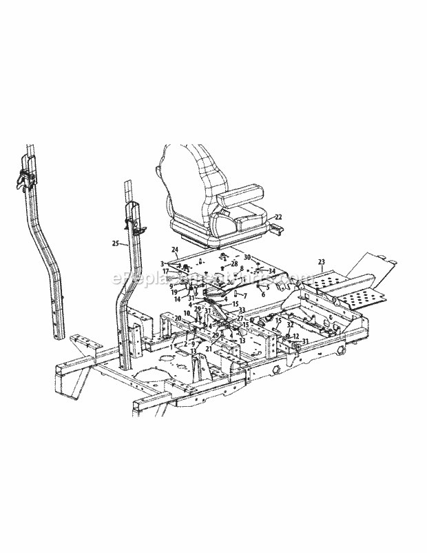 Seat Assembly Diagram and Parts List for S7237-KW 53AP8DU8750 Cub Cadet Sprayer